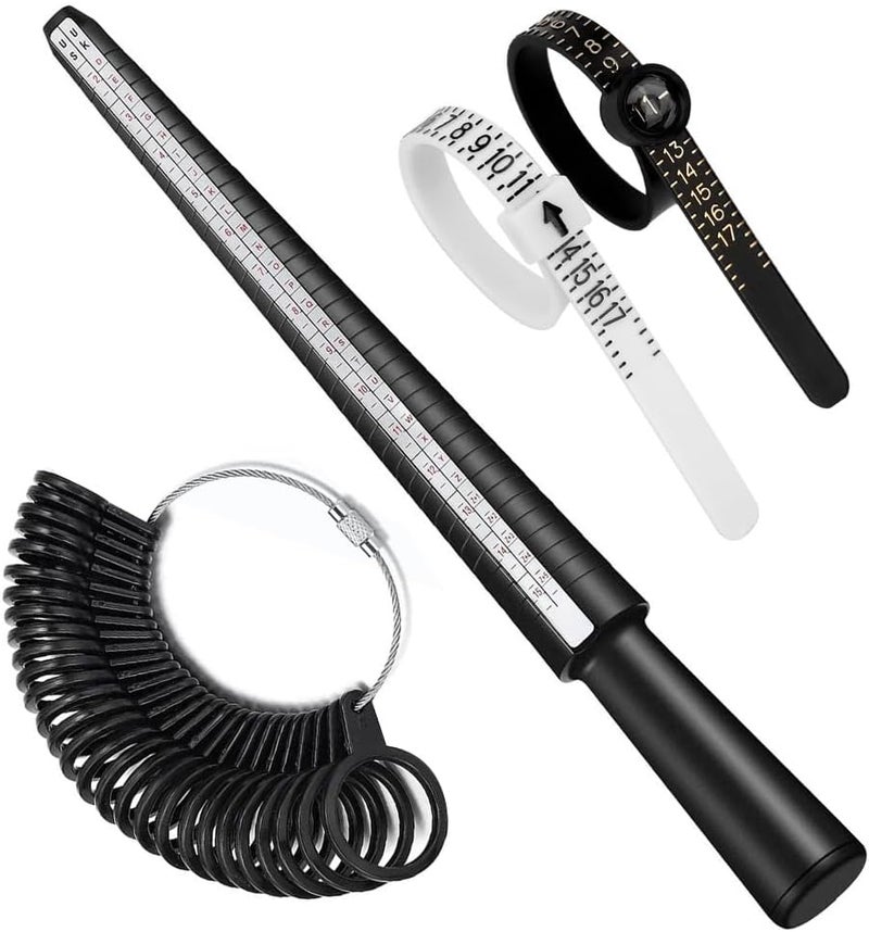 TUNQISM 4Pcs Ring Sizer Measuring Tool Kit, Ring Mandrel Measurer, 27 PCS Measuring Ring Tool, US Ring Size 0-13, UK Ring Sizer A-Z,2 PCS Size 1-17 USA Rings Size - Image 1